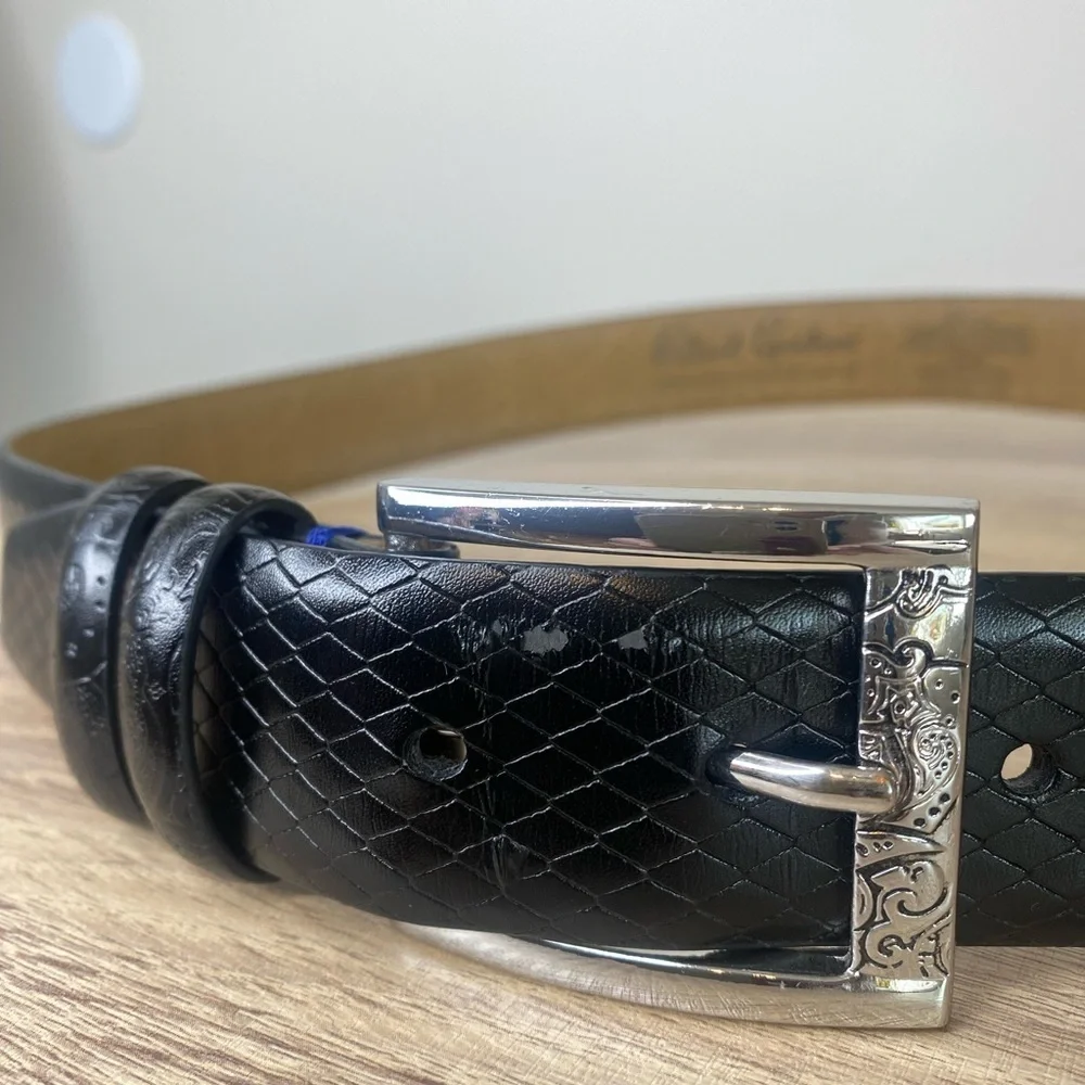Robert Graham Men's Black Textured Leather Belt Size 34